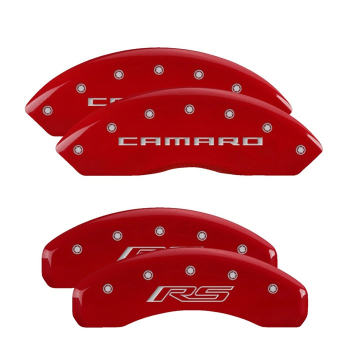 MGP Fits 4 Caliper Covers Engraved Front Gen 5/Camaro Engraved Rear Gen 5/RS Red