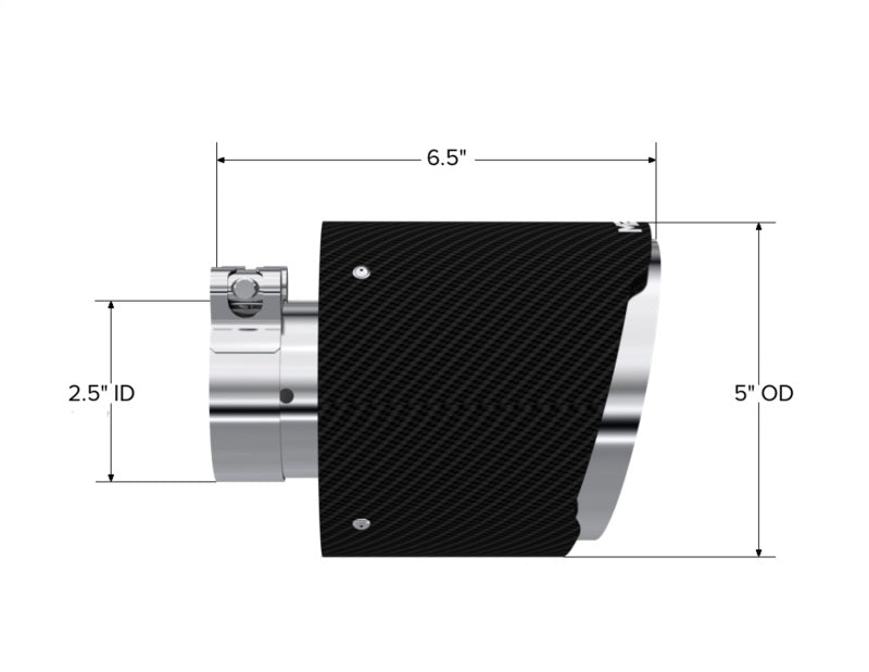 MBRP Fits Universal Carbon Fiber Tip 2.5in ID / 5in OD Out / 6.5in Length Angle