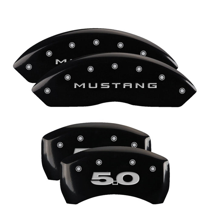 MGP Fits 4 Caliper Covers Engraved Front Mustang Engraved Rear 50 Black Finish