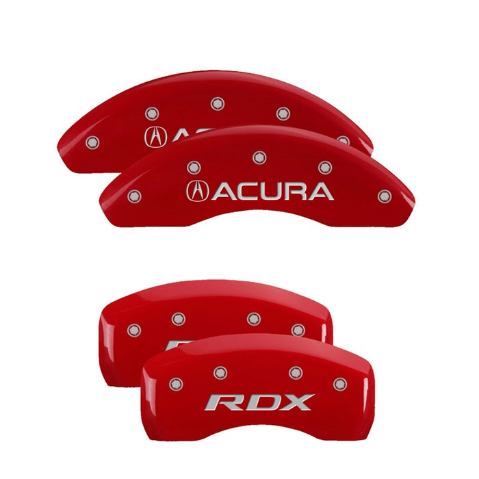 MGP Fits 4 Caliper Covers Front Acura Rear RDX Red Finish Silver Characters (Req