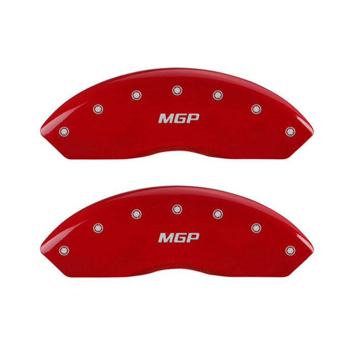 MGP Fits 4 Caliper Covers Engraved Front &amp; Rear MGP Red Finish Silver Ch