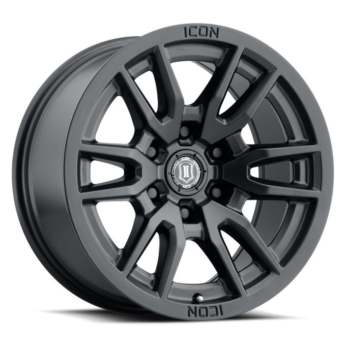 ICON Fits Vector 6 17x8.5 6x5.5 0mm Offset 4.75in BS 106.1mm Bore Satin Black