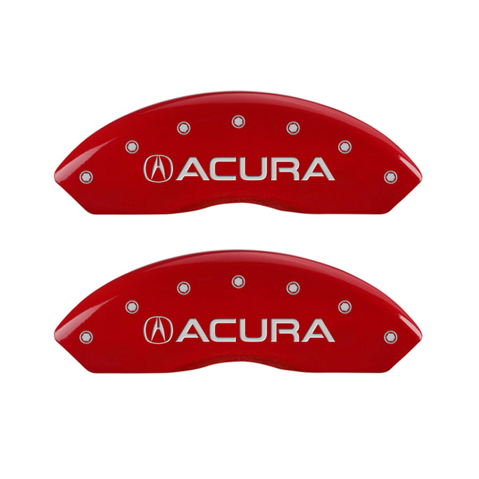 MGP Fits 4 Caliper Covers Engraved Front &amp; Rear Acura Red Finish Silver Ch