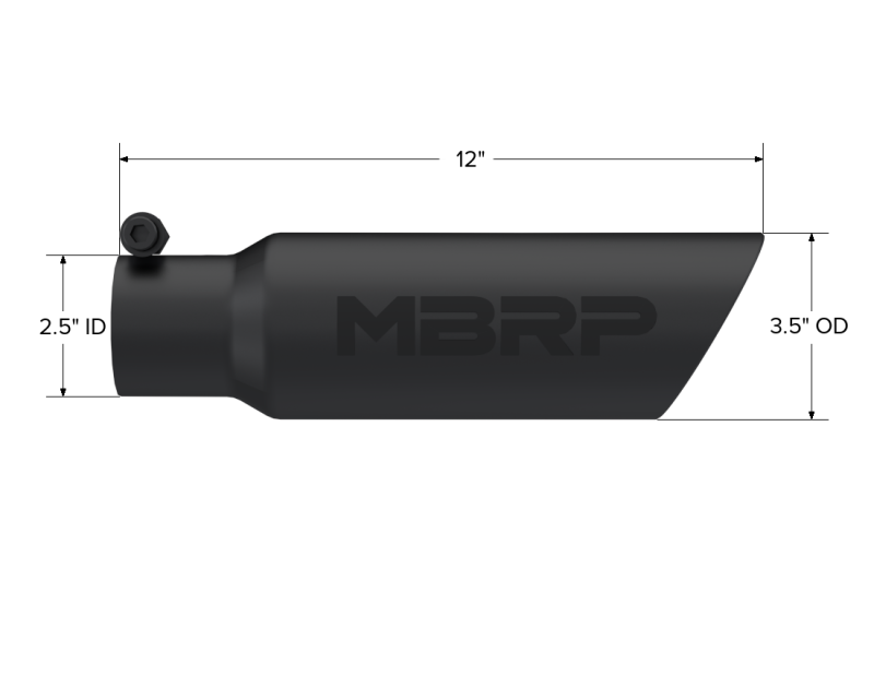 MBRP Fits Universal Tip 3.5 O.D. Dual Wall Angled 2.5 Inlet 12 Length - Black