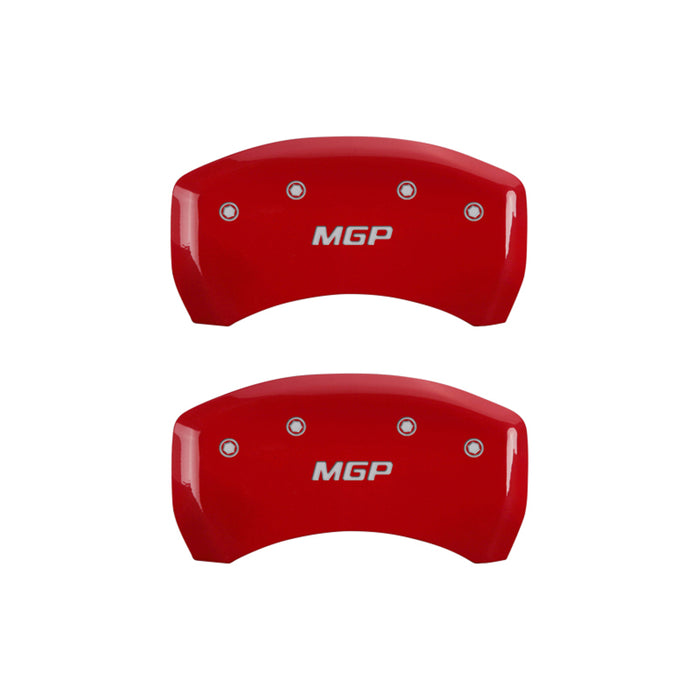 MGP Fits 4 Caliper Covers Engraved Front &amp; Rear MGP Red Finish Silver Ch