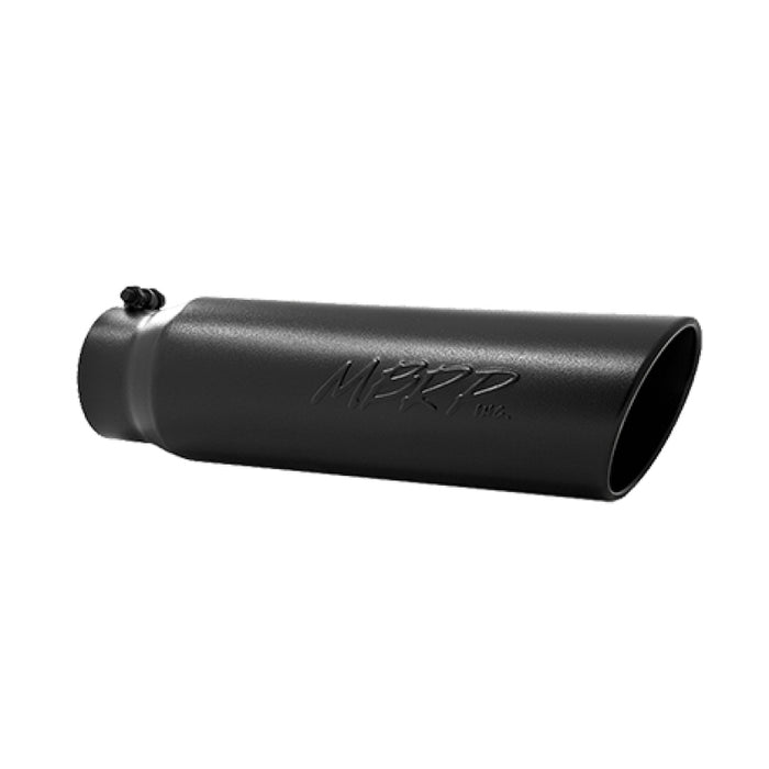 MBRP Fits Universal 5in OD Angled Rolled End 4in Inlet 18in Lgth Black Finish