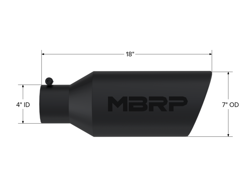 MBRP Fits Universal Exhaust Tip 7in O.D. Rolled End 4in Inlet 18in Length -