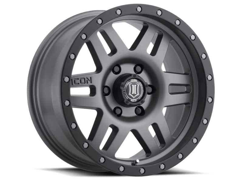 ICON Fits Six Speed 17x8.5 6x5.5 0mm Offset 4.75in BS 108mm Bore Titanium Wheel