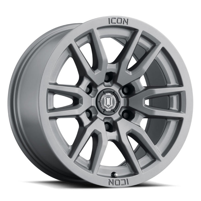 ICON Fits Vector 6 17x8.5 6x5.5 0mm Offset 4.75in BS 106.1mm Bore Titanium Wheel