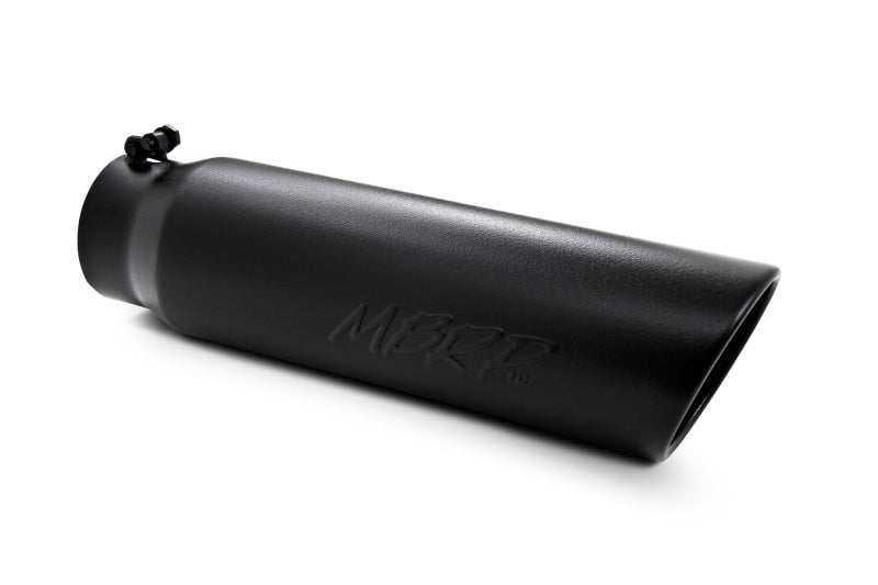 MBRP Fits Universal 5in OD Angled Rolled End 4in Inlet 18in Lgth Black Finish