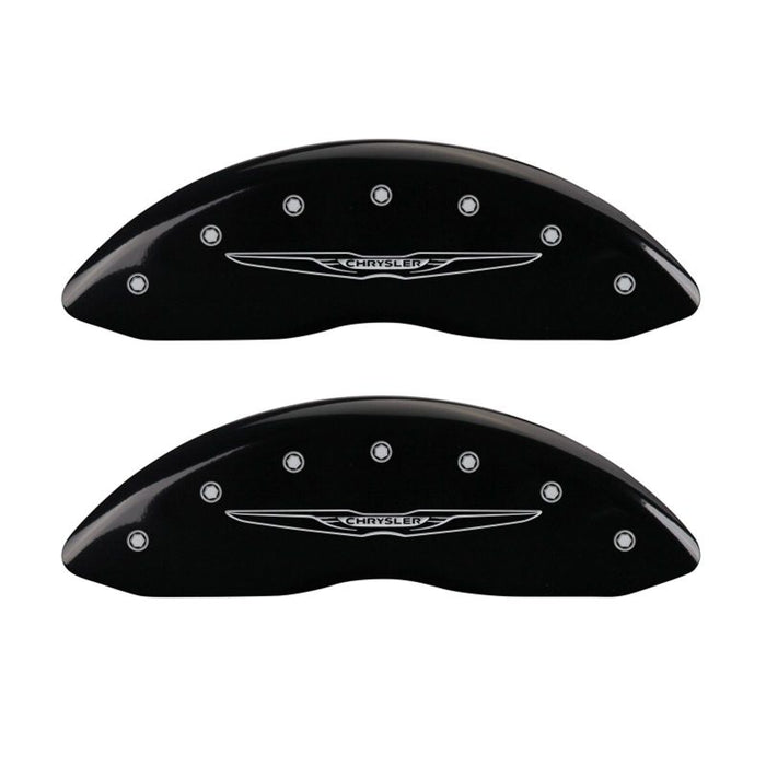 MGP Fits 4 Caliper Covers Engraved Front &amp; Rear Style 2/Chrysler Wing Black