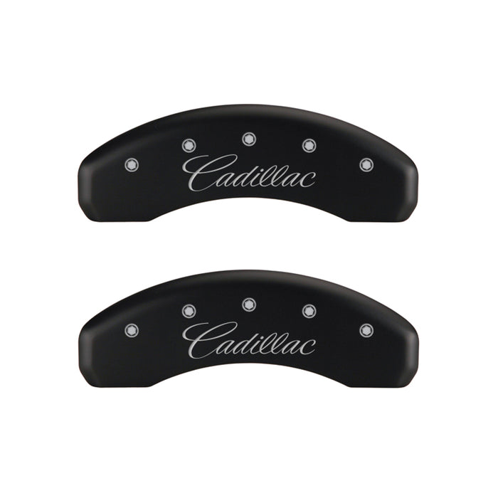 MGP Fits 4 Caliper Covers Engraved Front &amp; Rear Cursive/Cadillac Red Finish