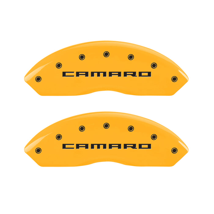 MGP Fits 4 Caliper Covers Engraved Front &amp; Rear Gen 5/Camaro Yellow Finish