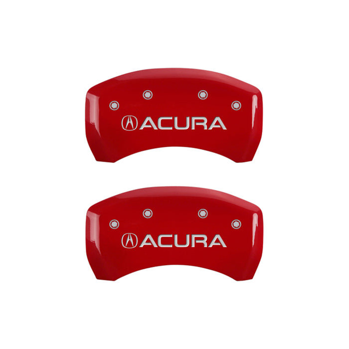 MGP Fits 4 Caliper Covers Engraved Front &amp; Rear Acura Red Finish Silver Ch