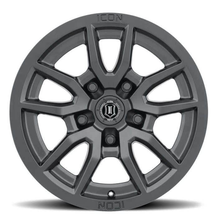 ICON Fits Vector 5 17x8.5 5x5 -6mm Offset 4.5in BS 71.5mm Bore Satin Black Wheel