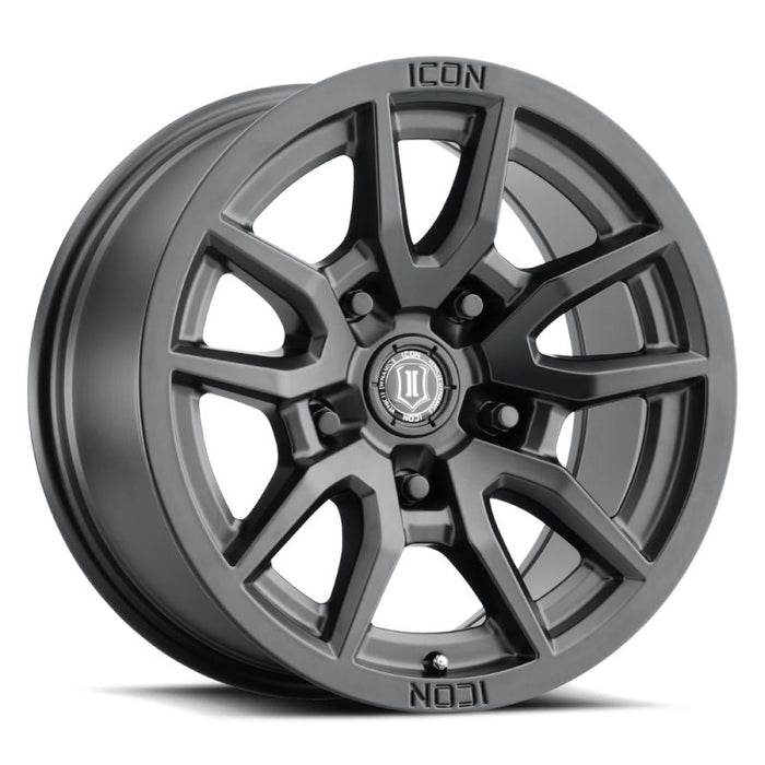 ICON Fits Vector 5 17x8.5 5x5 -6mm Offset 4.5in BS 71.5mm Bore Satin Black Wheel