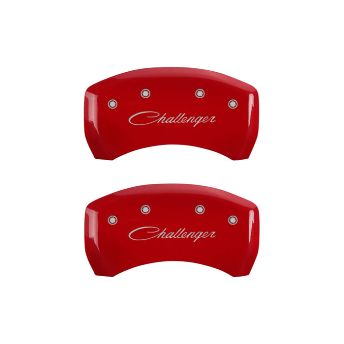 MGP Fits 4 Caliper Covers Engraved Front &amp; Rear Cursive/Challenger Red