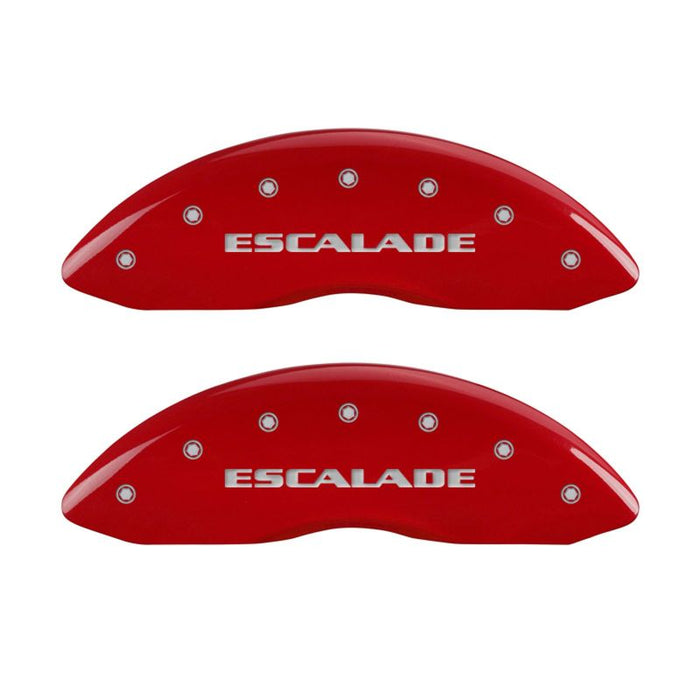 MGP Fits 4 Caliper Covers Engraved Front Escalade Engraved Rear ESV Red Finish